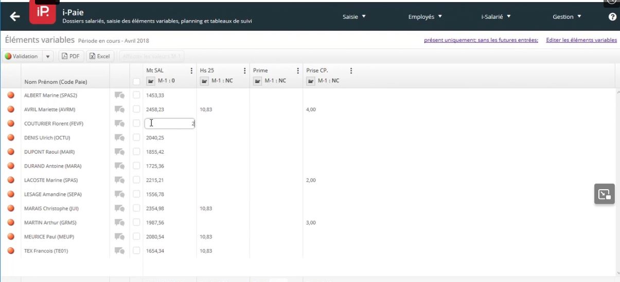 Capture salsie variables i-Paie